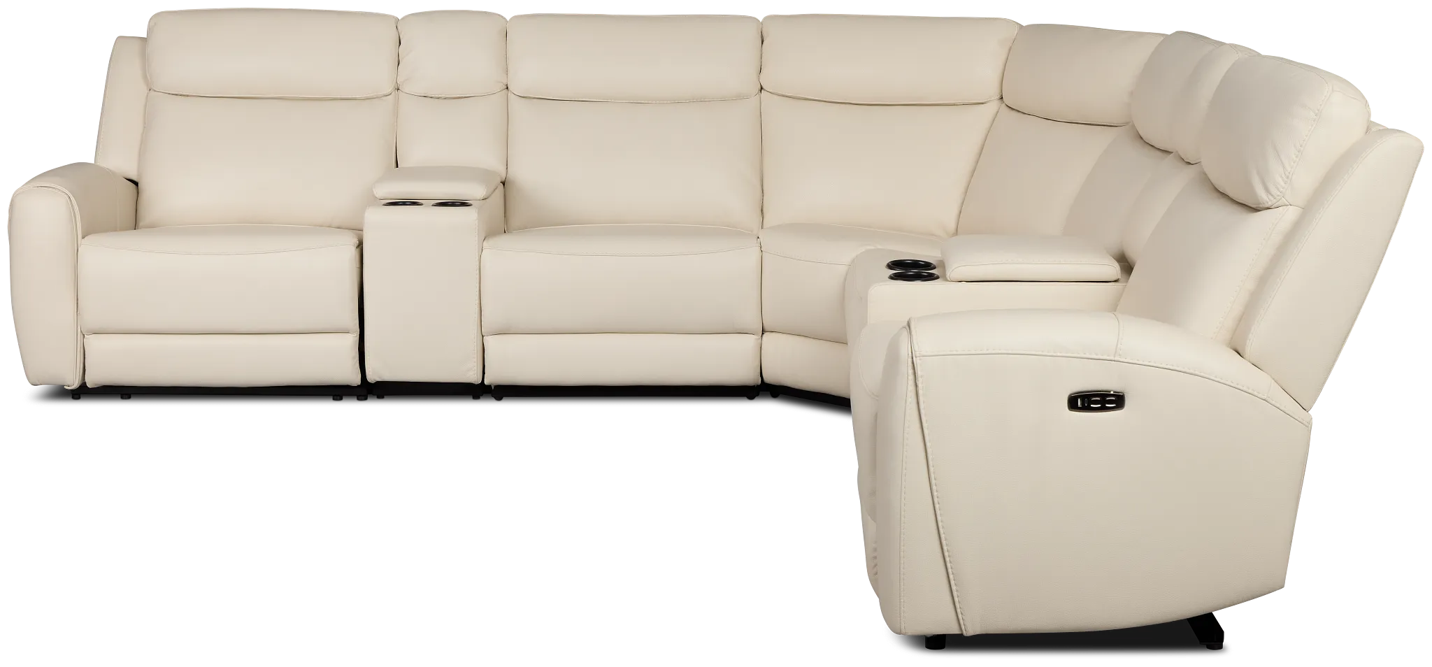 Walker Ivory Lthr/vinyl Large Dual Power Reclining Two-arm Sectional