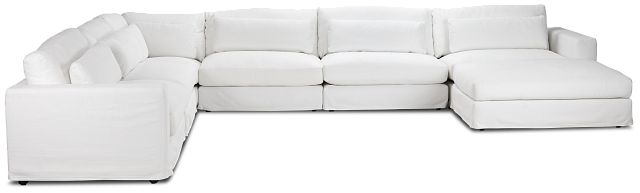 Cozumel White Fabric 7-piece Chaise Sectional (1)