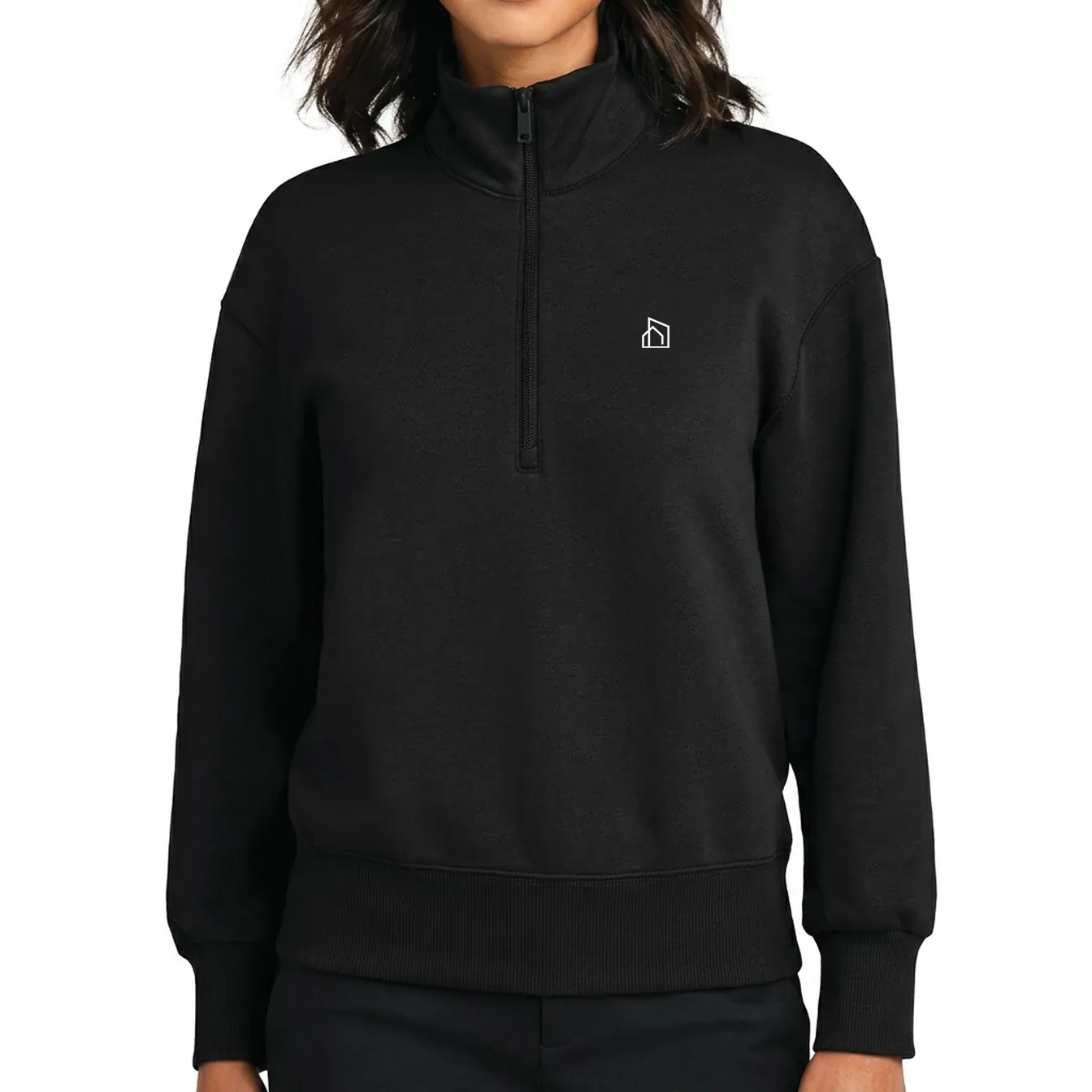 CITY HOME Black Womens Quarterzip