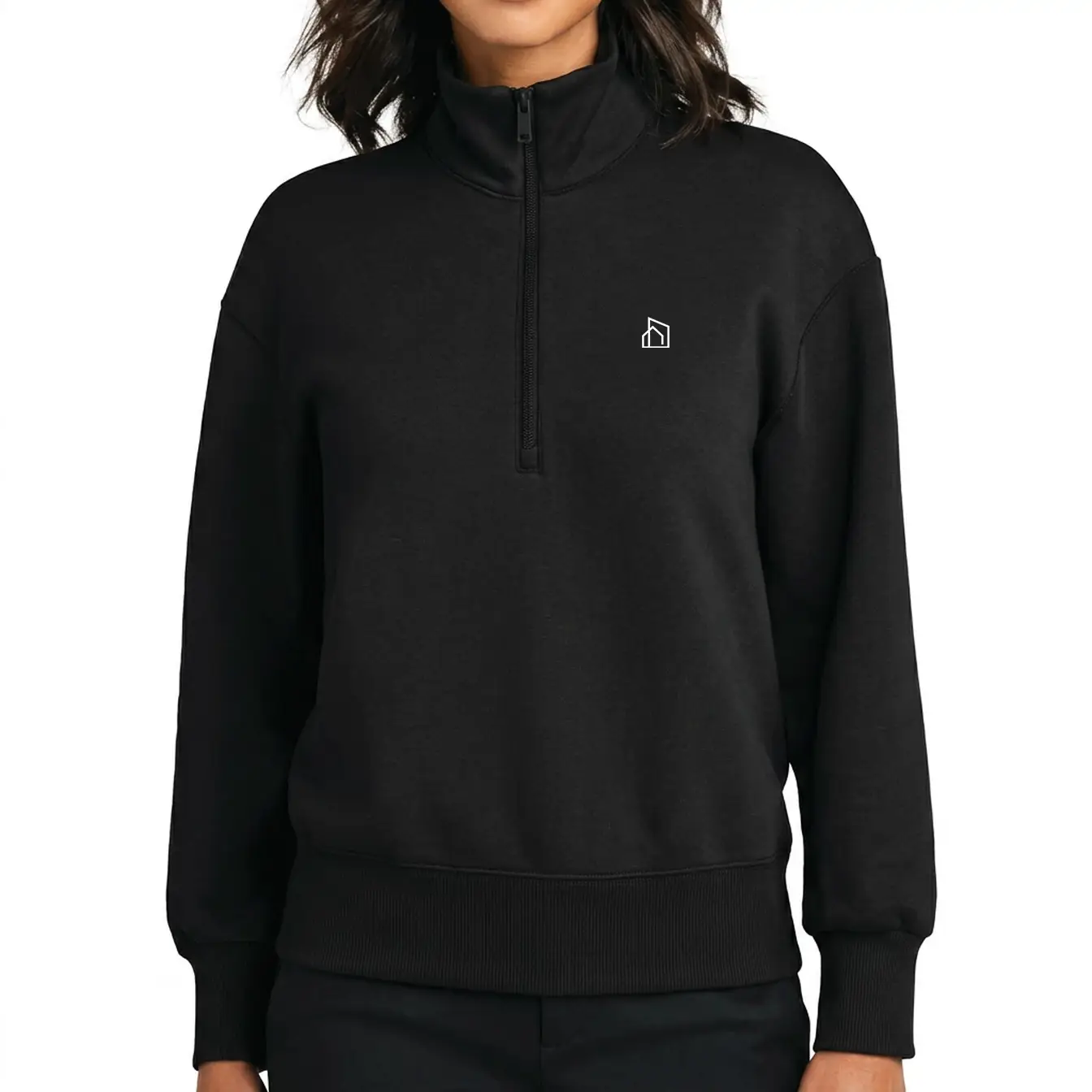 CITY HOME Black Womens Quarterzip CITY HOME Black Womens Quarterzip