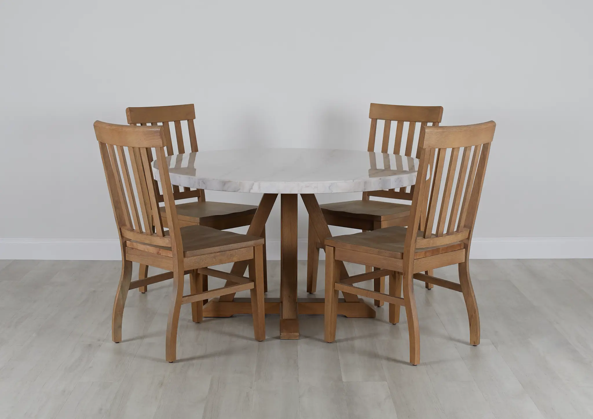 Somerset Light Tone Marble Round Table & 4 Wood Chairs Somerset Light Tone Marble Round Table & 4 Wood Chairs
