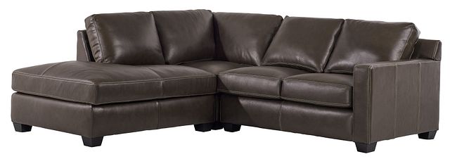 Carson Dark Brown Leather Left Bumper Sectional (0)