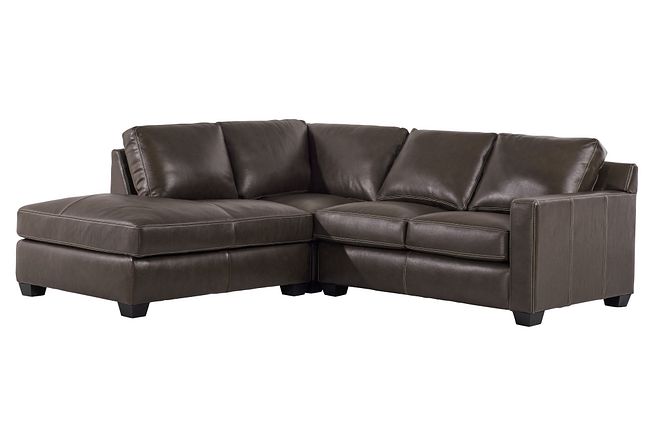 Carson Dark Brown Leather Left Bumper Sectional
