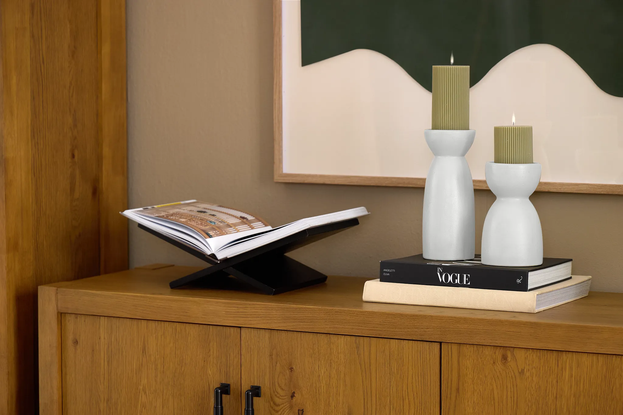 Olea White Medium Candle Holder