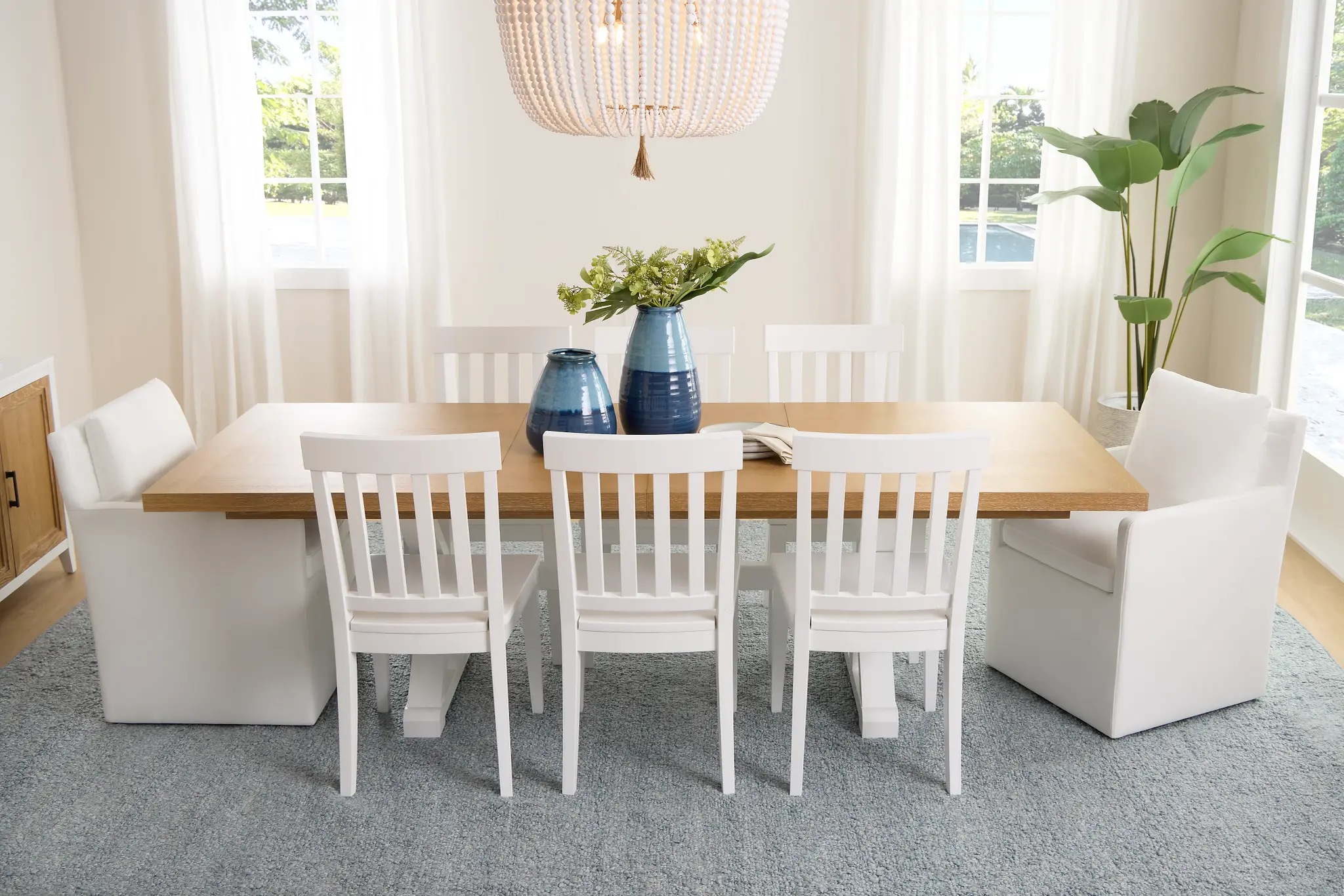 Nantucket Two-tone Light Tone Trestle Table Nantucket Two-tone Light Tone Trestle Table