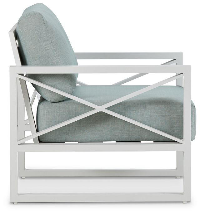 Linear White Teal Aluminum Chair