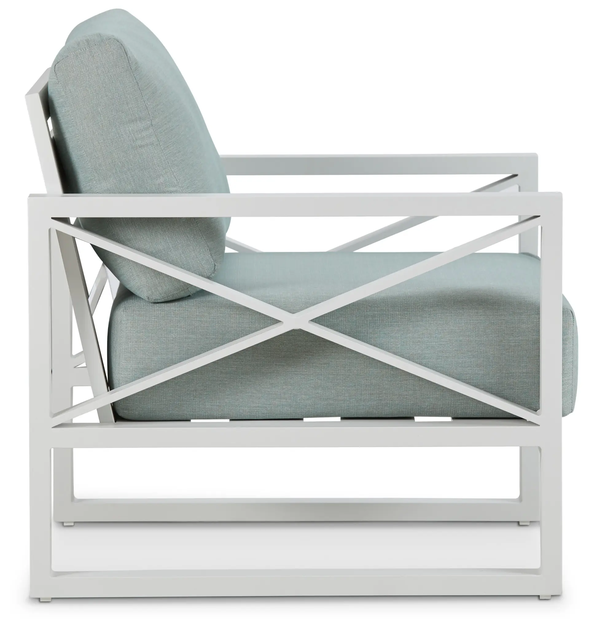 Linear White Teal Aluminum Chair Linear White Teal Aluminum Chair