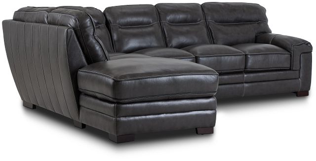 Alexander Gray Leather Left Bumper Sectional (1)