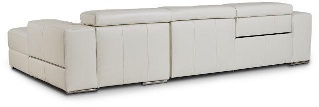 Dante White Leather Right Chaise Power Reclining Sectional
