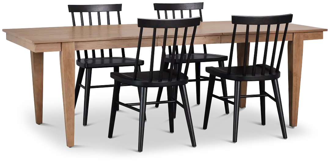 Provo Mid Tone Rect Table & 4 Wood Chairs Provo Mid Tone Rect Table & 4 Wood Chairs