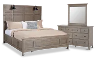 Heron Cove Light Tone Panel Bedroom With Lights