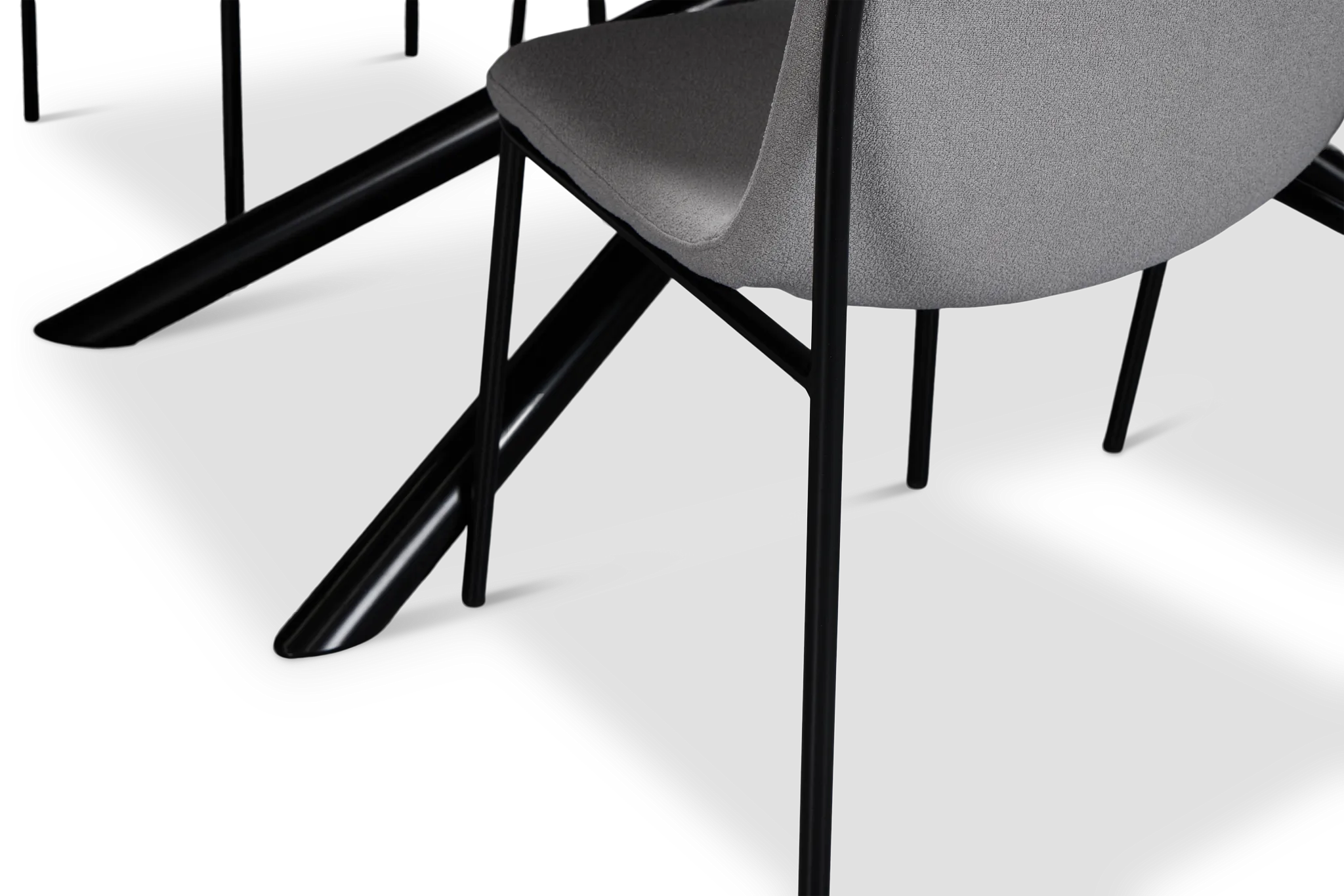 Palos White Rect Table & 4 Gray Upholstered Chairs