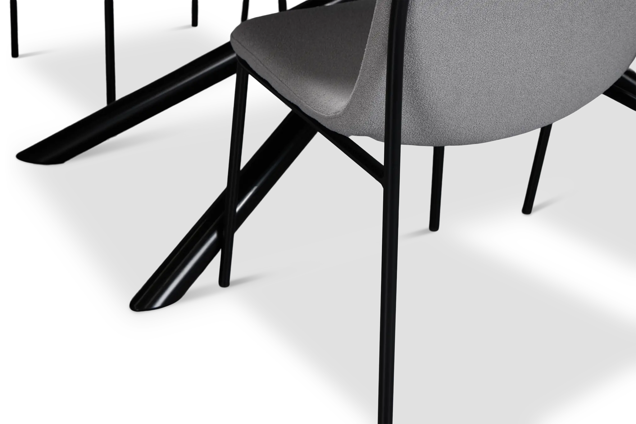 Palos White Rect Table & 4 Gray Upholstered Chairs Palos White Rect Table & 4 Gray Upholstered Chairs