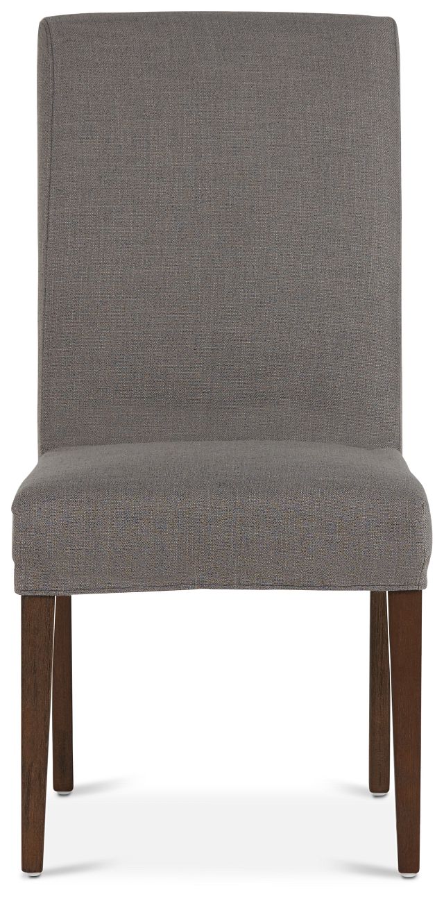 Harbor Dark Gray Short Slipcover Chair With Medium-tone Leg