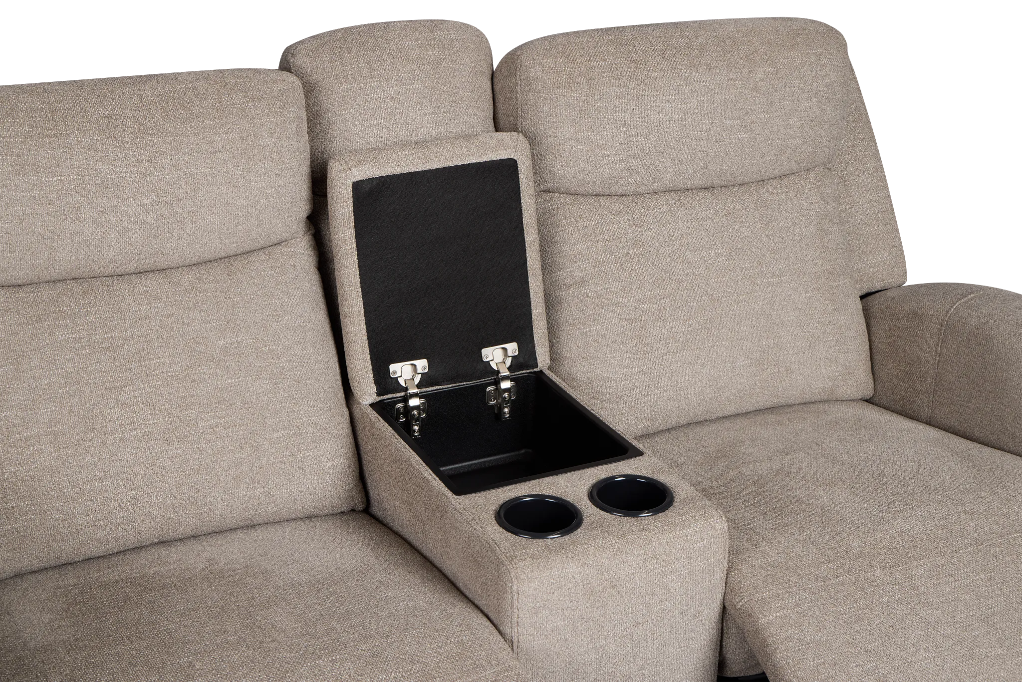 Walker Beige Fabric Power Reclining Console Loveseat W/ Power Headrest