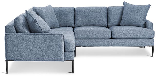 Morgan Blue Fabric Small Left 2-arm Sectional W/ Metal Legs