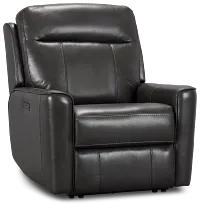Benji Dark Gray Lthr/vinyl Zero Gravity Power Recliner W/headrest