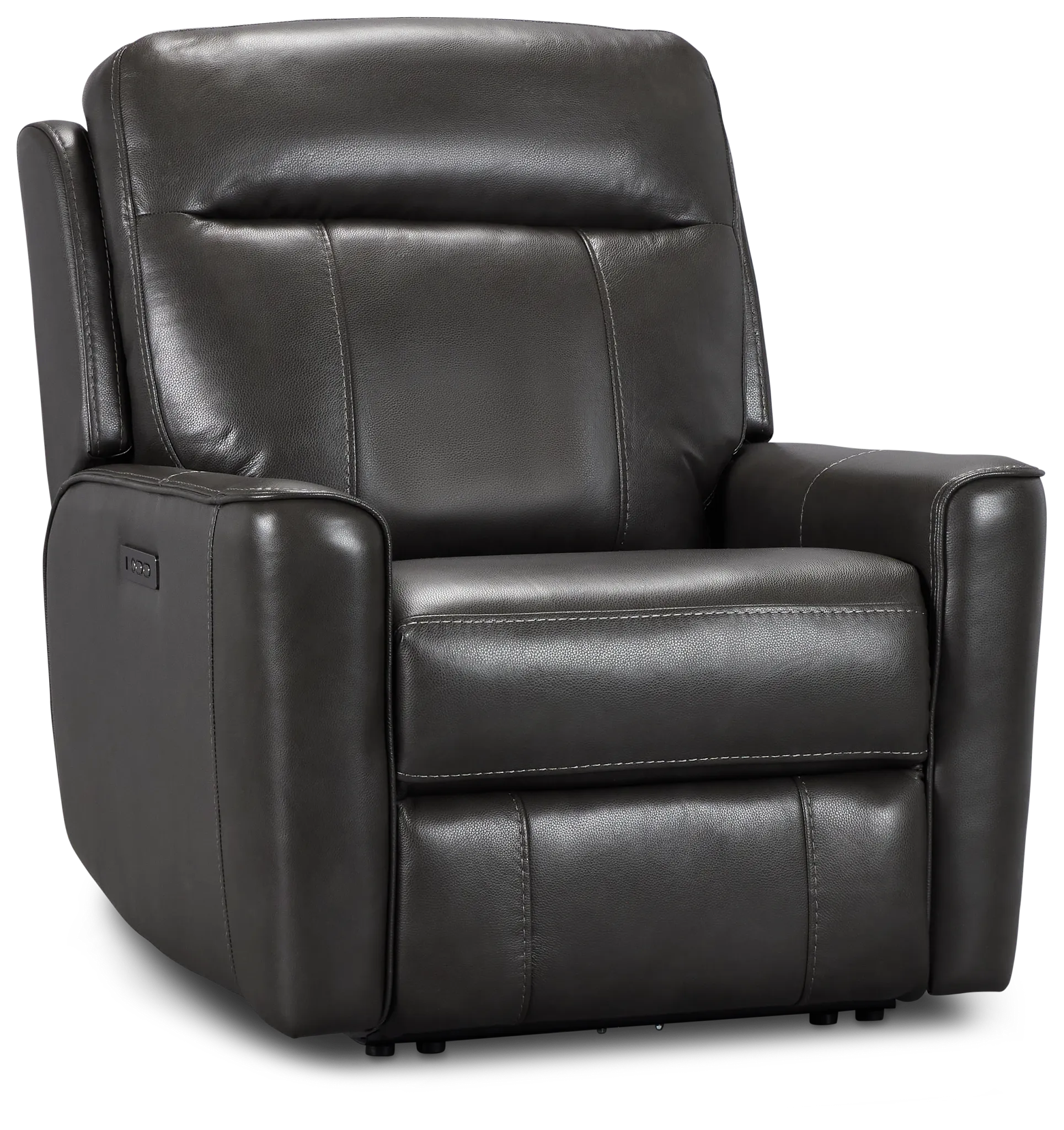 Benji Dark Gray Lthr/vinyl Zero Gravity Power Recliner W/headrest