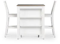 Edgartown Two-tone Storage High Table & 2 White Wood Barstools
