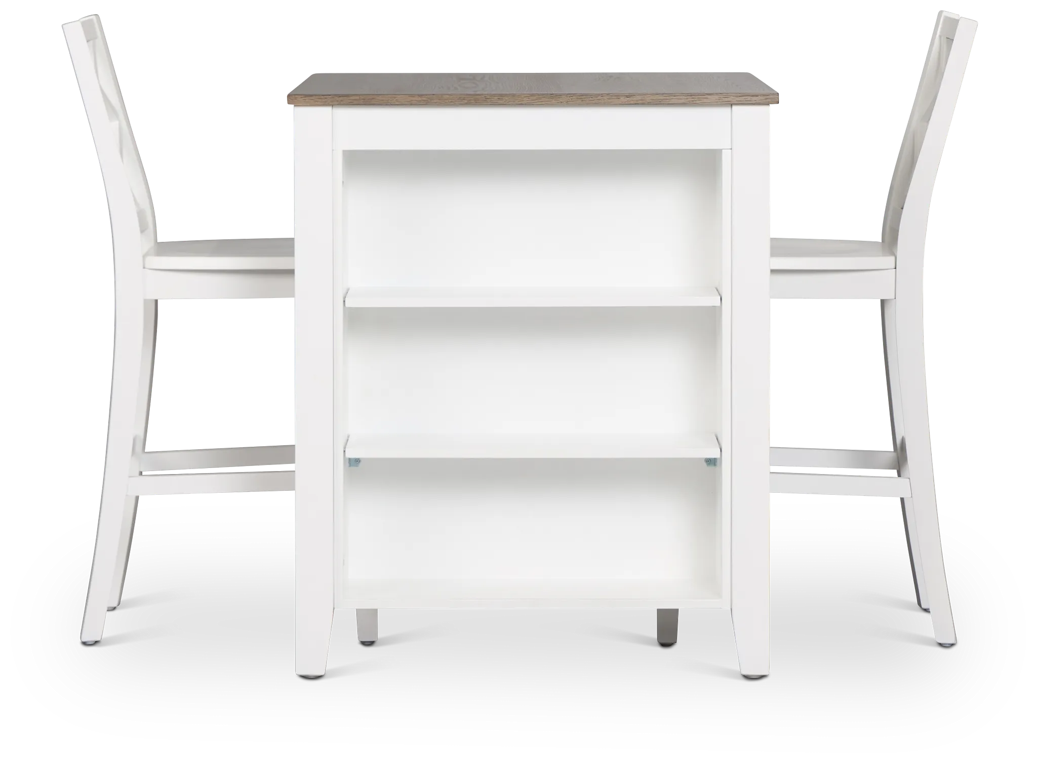 Edgartown Two-tone Storage High Table & 2 White Wood Barstools