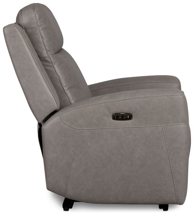 Colton Light Gray Micro Power Recliner With Power Headrest