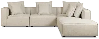 Tatum Beige Fabric 5pc Bumper Sectional