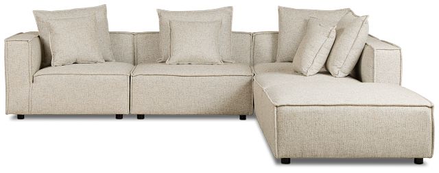 Tatum Beige Fabric 5pc Bumper Sectional