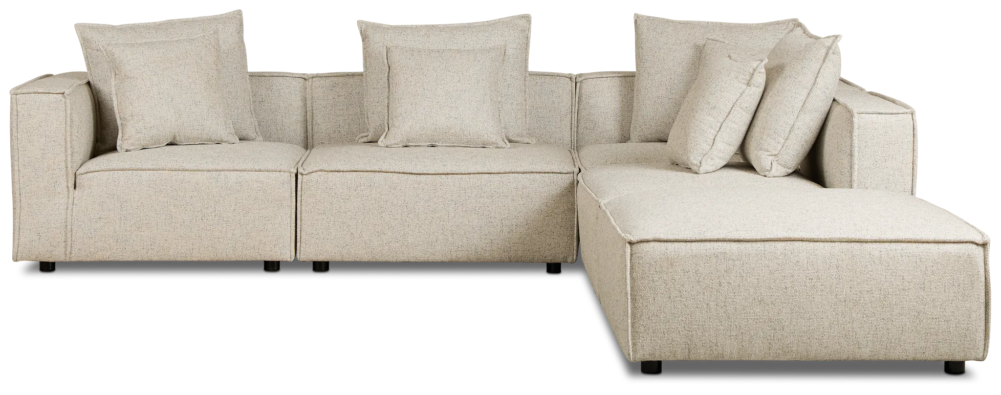 Tatum Beige Fabric 5pc Bumper Sectional