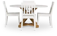 Nantucket Two-tone Pine Round Table & 4 White Chairs