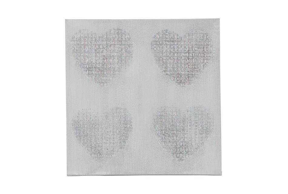 Heart Silver Canvas Wall Art Home Accents Wall Decor City Furniture