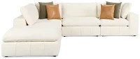 Cruz White Fabric 5pc Bumper Sectional
