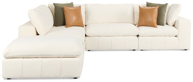 Cruz White Fabric 5pc Bumper Sectional