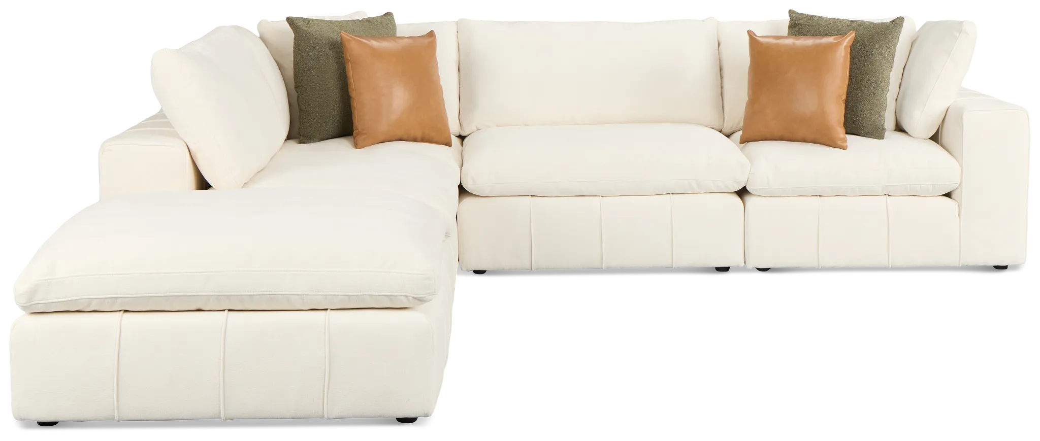 Cruz White Fabric 5pc Bumper Sectional