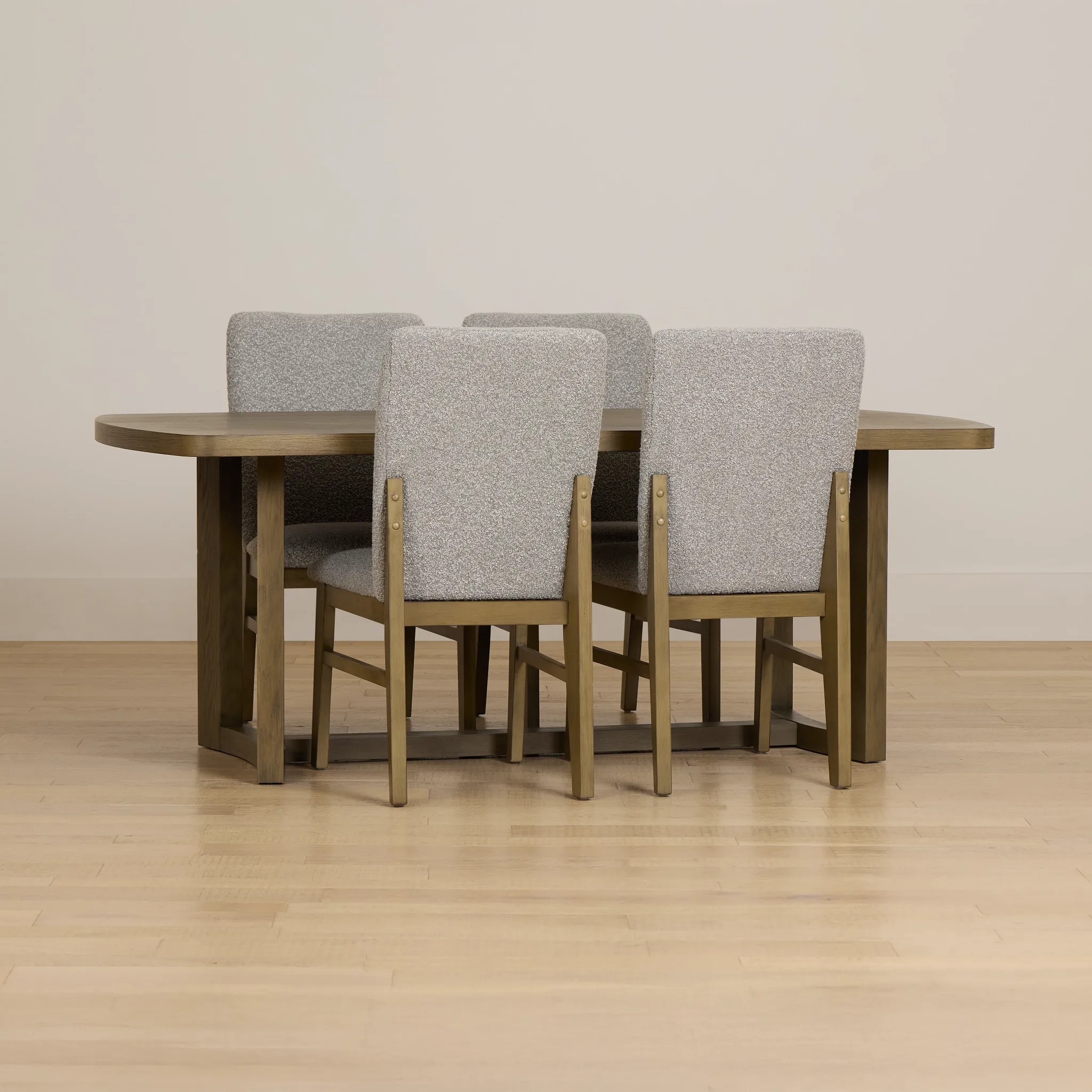 Modesto Light Tone Rectangular Table & 4 Upholstered Chairs