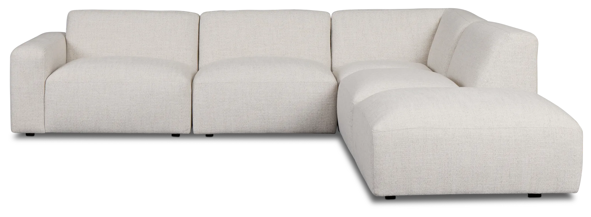 Baylor Light Beige Fabric 5-piece Right Facing Bumper Sectional