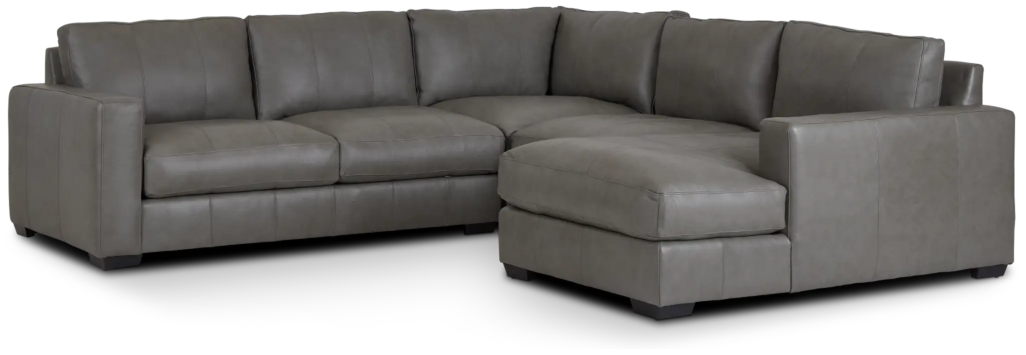 Dawkins Gray Leather Medium Right Chaise Sectional Dawkins Gray Leather Medium Right Chaise Sectional