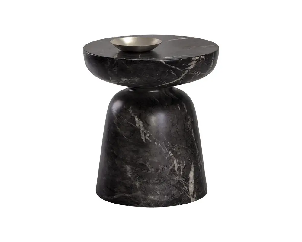 Briar Black Marble Round End Table Briar Black Marble Round End Table