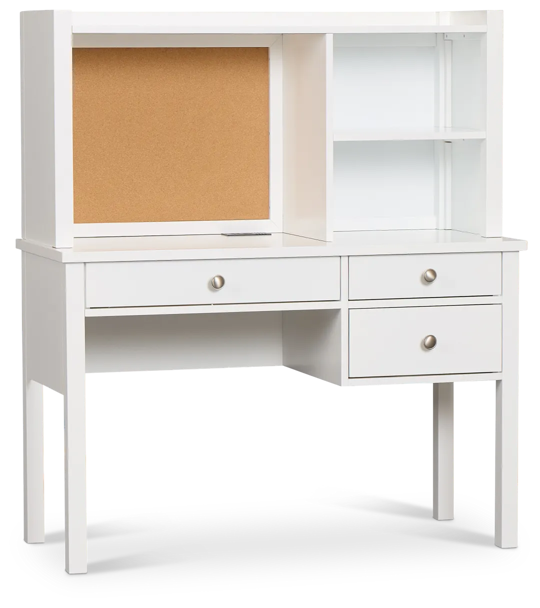 Charleston White 3-drawer Desk & Hutch
