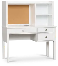 Charleston White 3-drawer Desk & Hutch