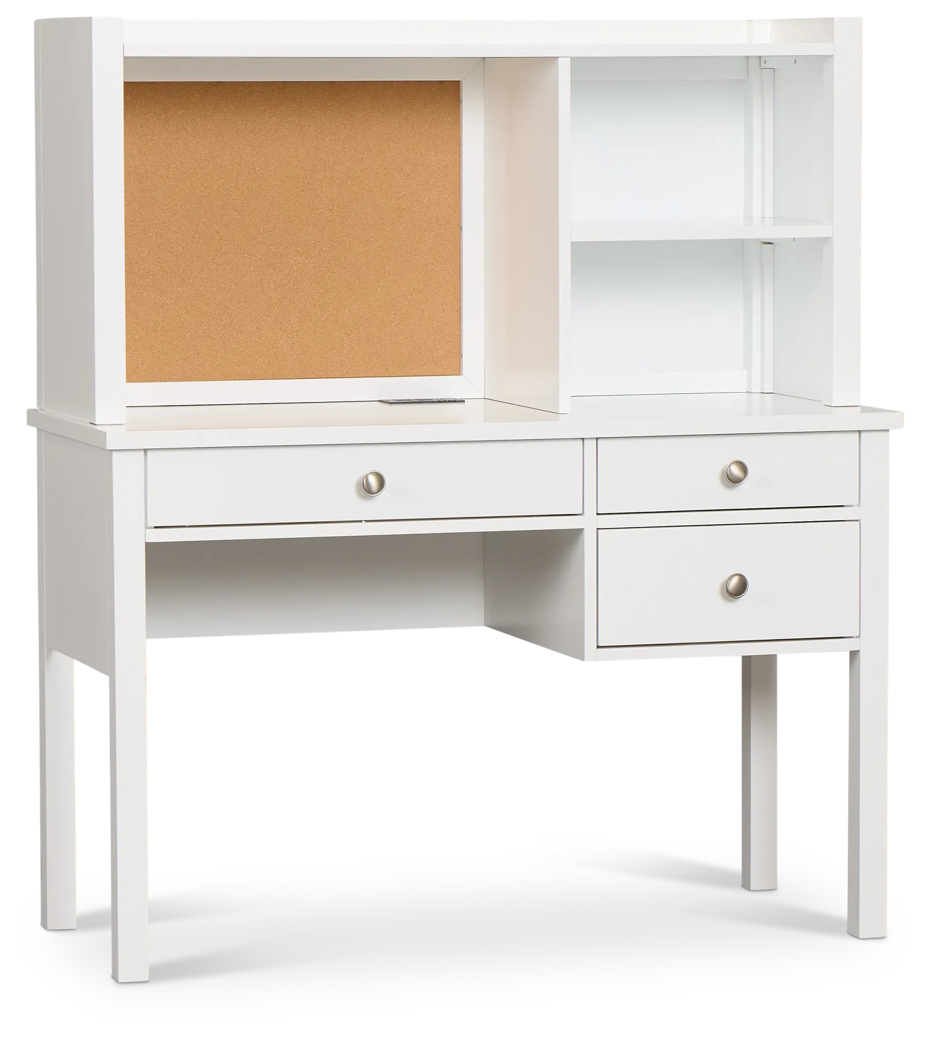 Charleston White 3-drawer Desk & Hutch