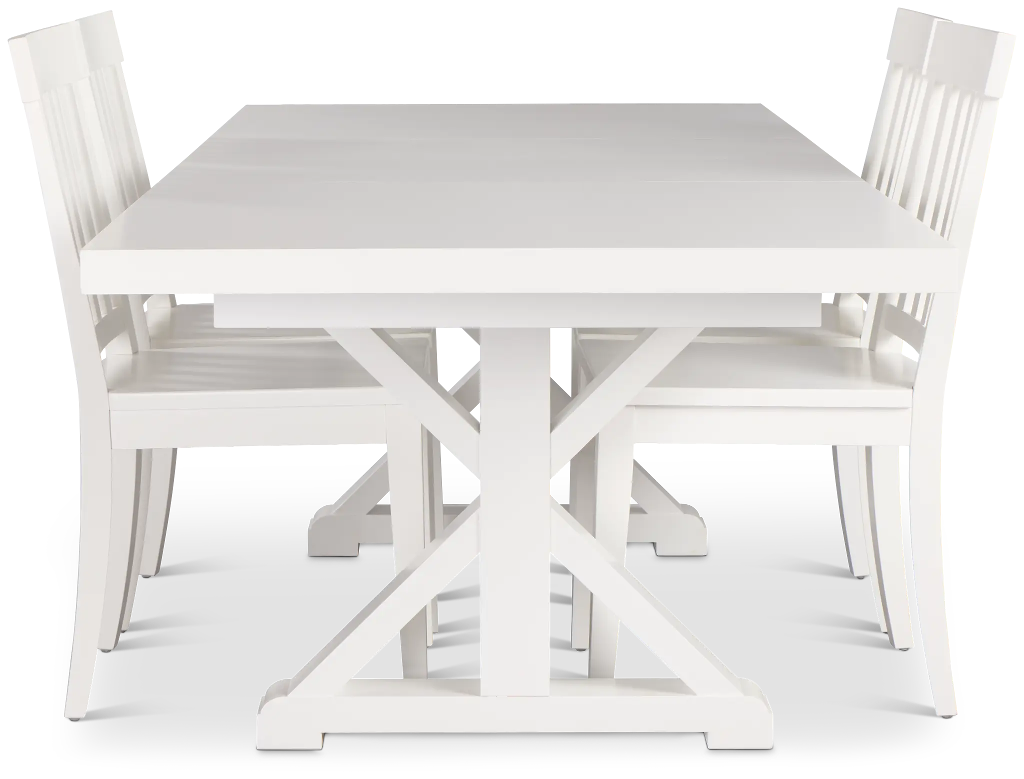 Nantucket White Trestle Table & 4 White Wood Chairs Nantucket White Trestle Table & 4 White Wood Chairs