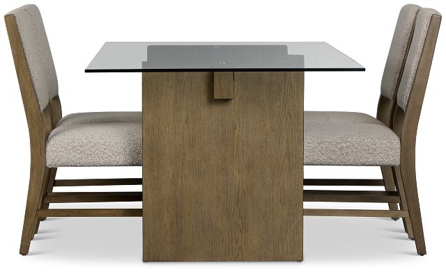 Vance Glass Rectangular Table & 4 Upholstered Chairs