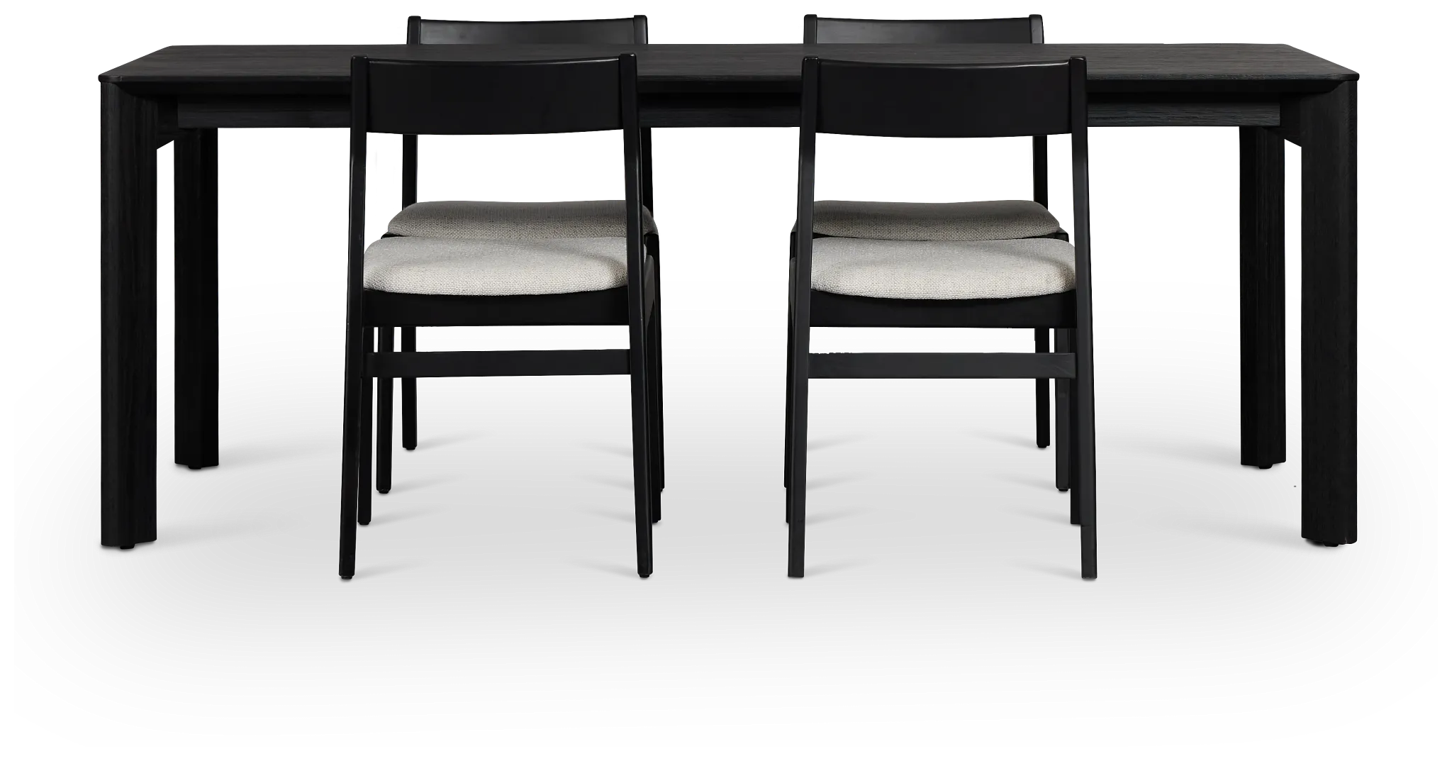 Santorini Black Rect Table & 4 Upholstered Chairs