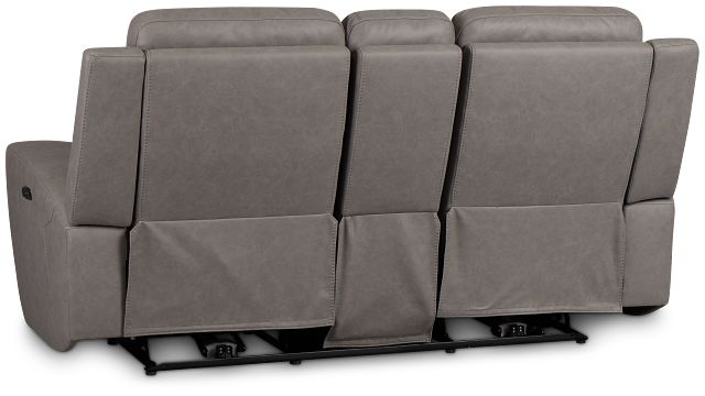 Colton Light Gray Micro Power Reclining Console Loveseat W/ Power Headrest
