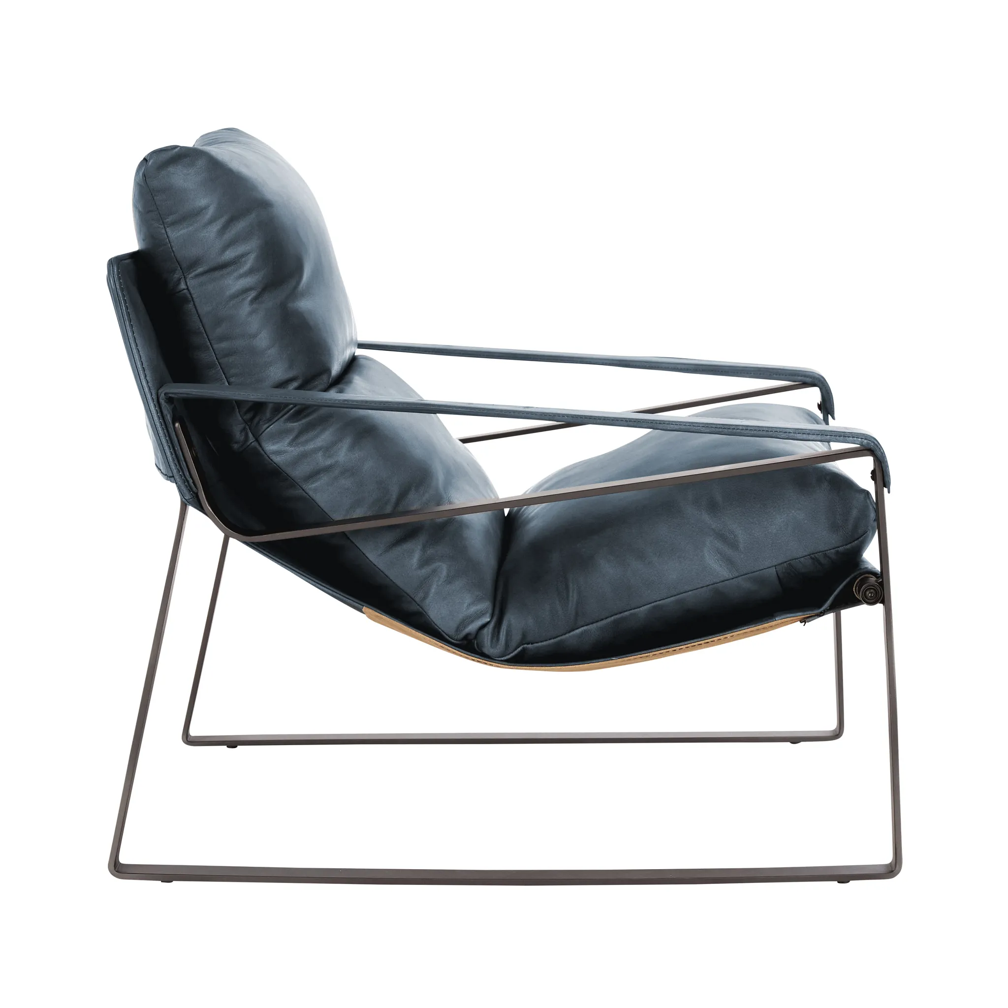 Times Blue Leather Accent Chair