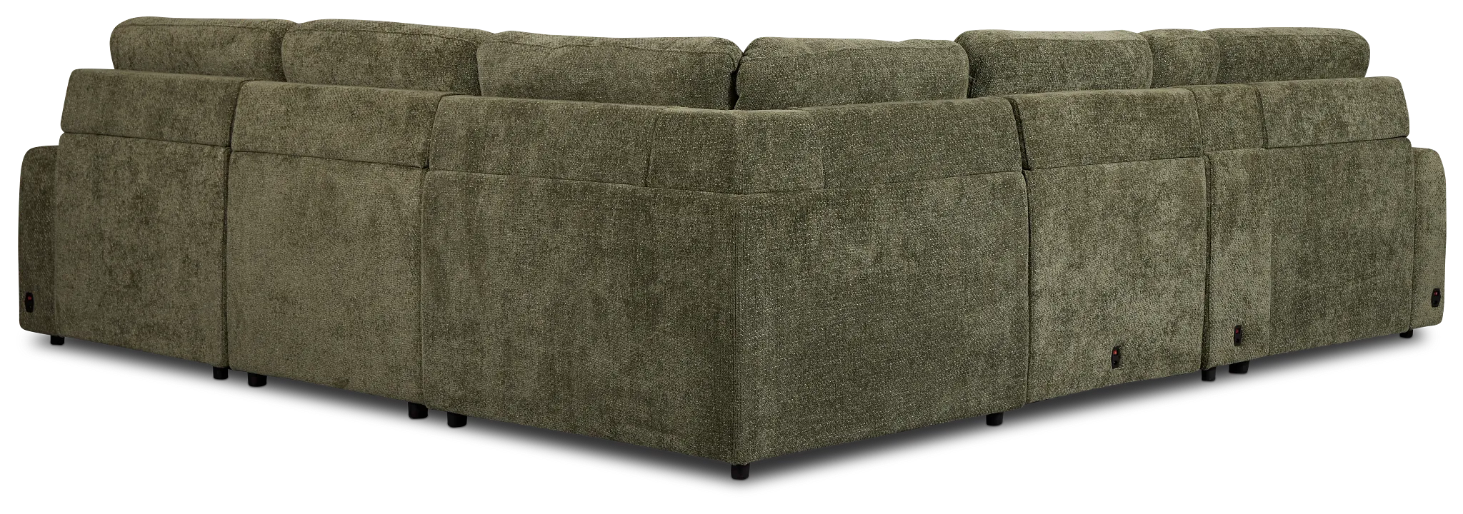 Hendrix Green Fabric Small Dual Power Right Extension Chaise Sectional