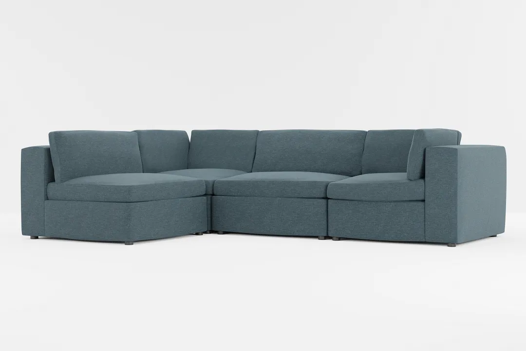 Destin Elevation Dark Blue Fabric 4-piece Modular Sectional