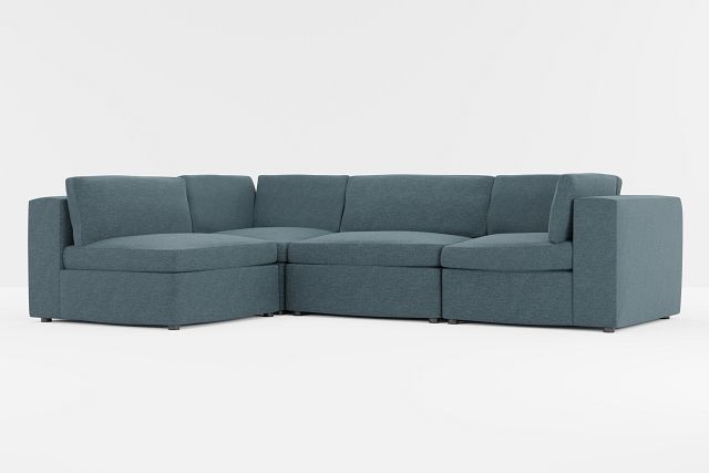 Destin Elevation Dark Blue Fabric 4-piece Modular Sectional