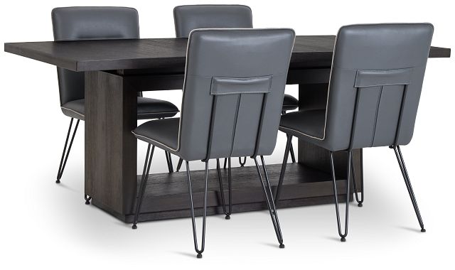 Madden Dark Gray Table & 4 Upholstered Chairs (1)