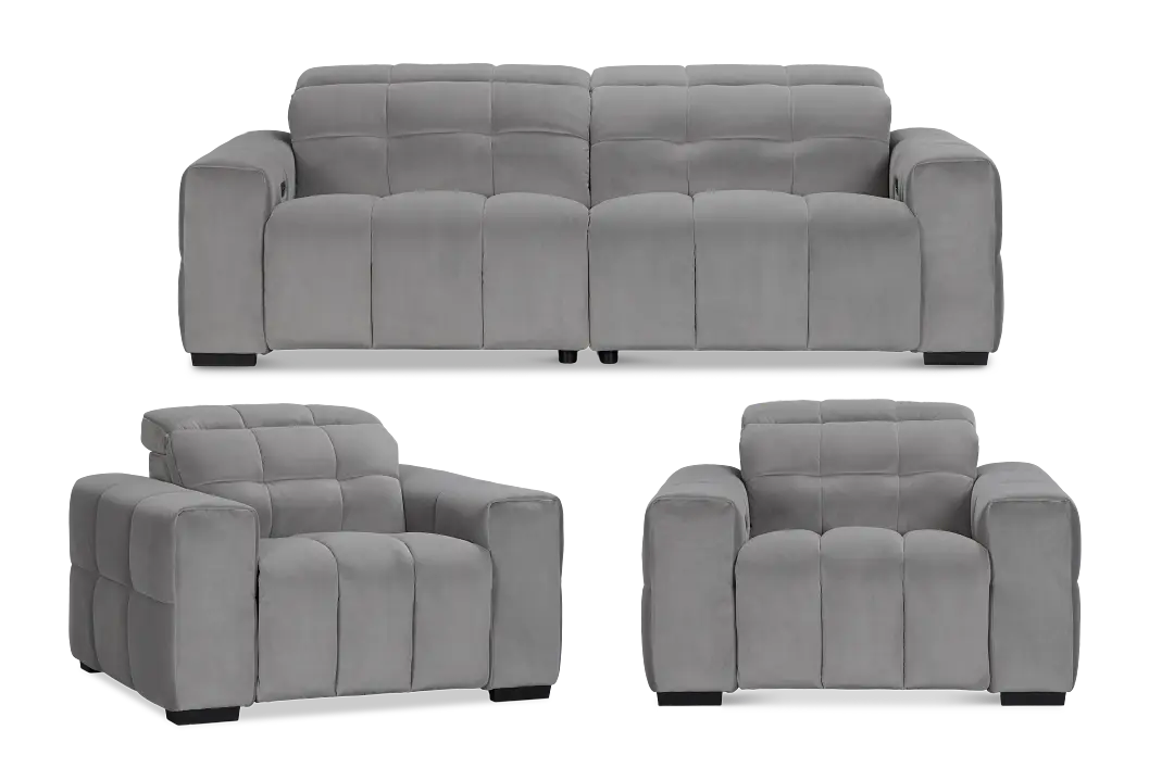 Gemma Light Gray Velvet Power Reclining Living Room Gemma Light Gray Velvet Power Reclining Living Room